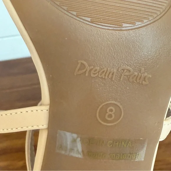 DREAM PAIRS Nude Strappy Heels Ankle Strap Stiletto Sandals Size 8 - Picture 5 of 5